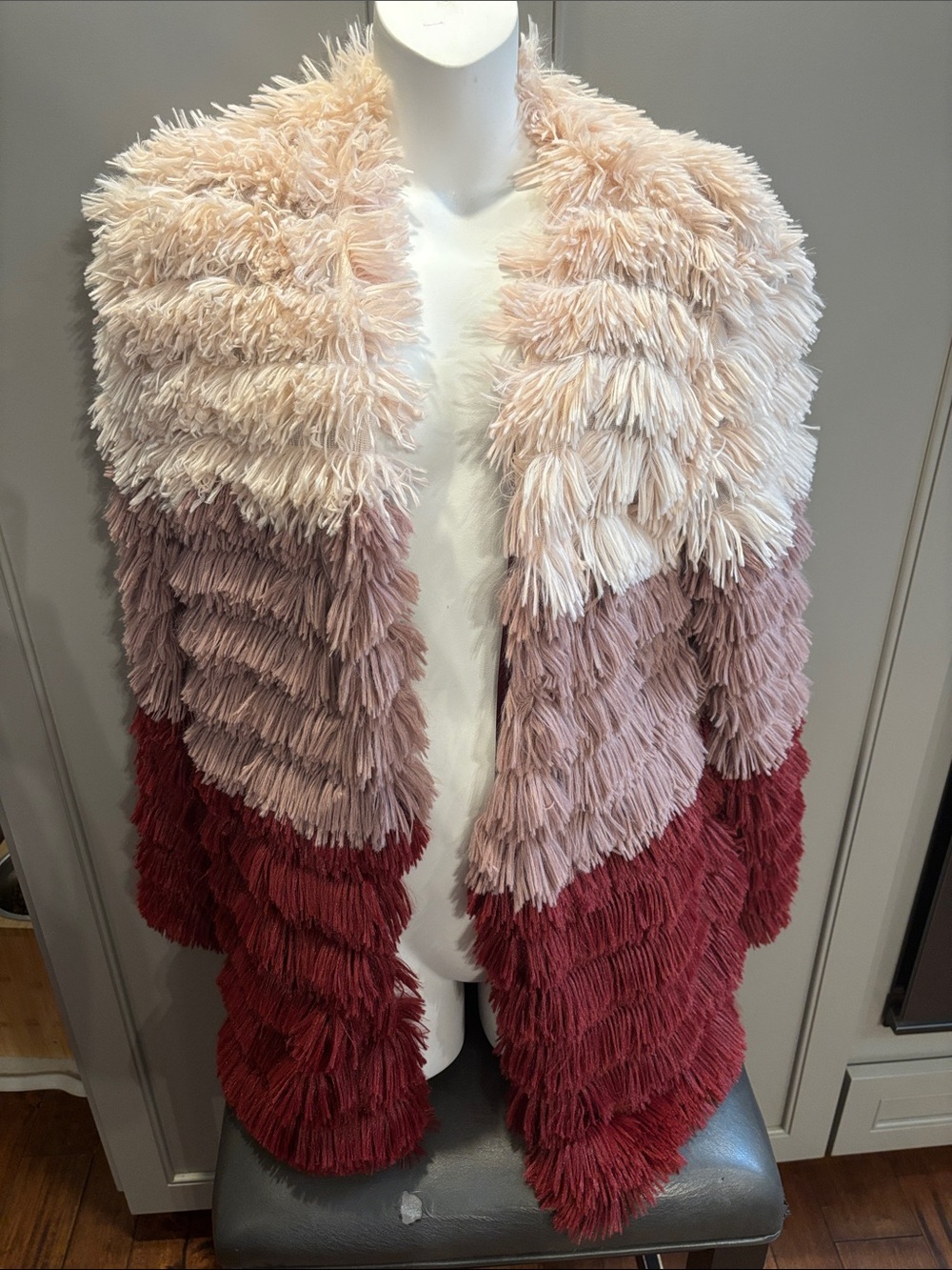 Mink pink Lost Weekend Ombré Faux Fur jacket! So fun! Almost Famous vibes! S